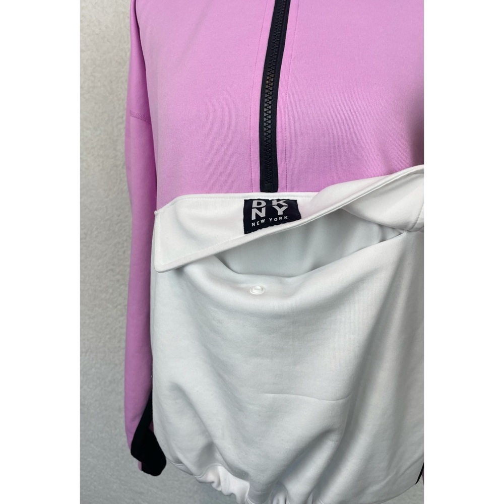 DKNY • Sport Pink/White Colorblock Half-Zip Pullover Sweatshirt, S - Picture 11 of 16